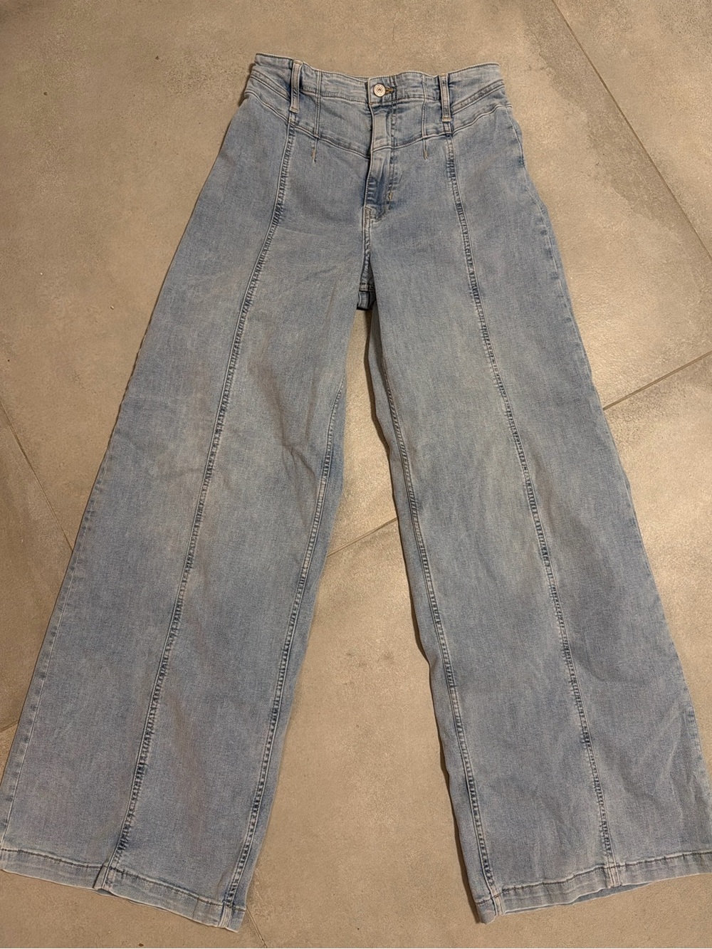 We The Free Light Blue Wide-Leg Jeans with Front Seams